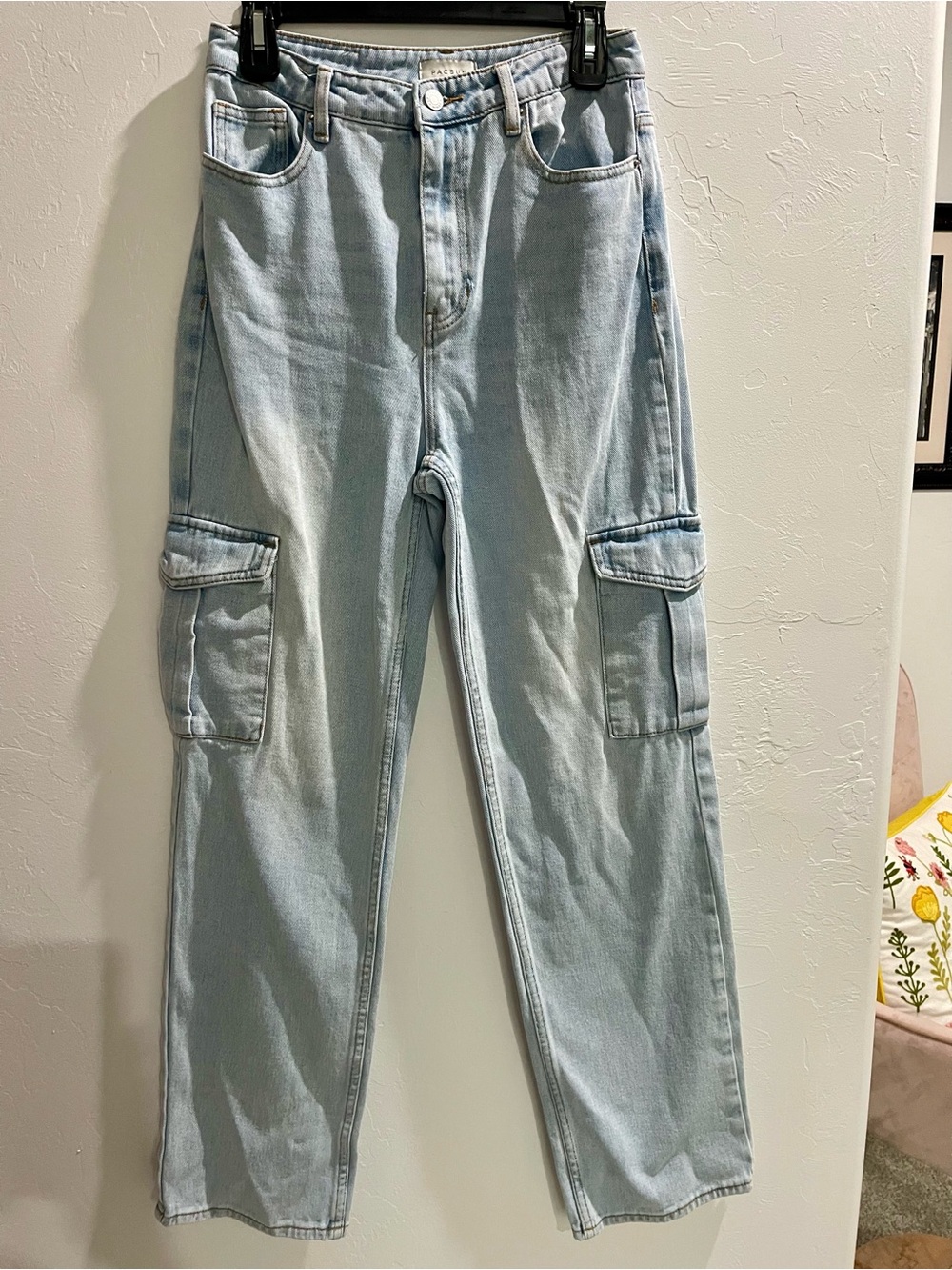 PacSun 90’s Boyfriend Light Blue Straight Leg Cargo Jeans SZ 28